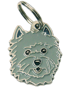 Cairn terrier cinza <br> (placa de identificação para cães, Gravado incluído)